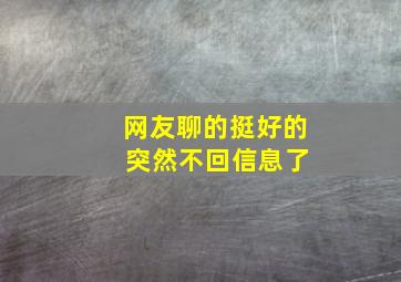 网友聊的挺好的 突然不回信息了